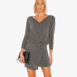 Bailey 44 Gray Lloyd Knit V-Neck Long Sleeve Drop Waist Dress